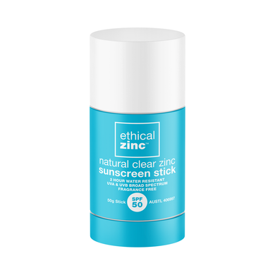 Ethical Zinc Natural Clear Zinc Sunscreen Stick SPF50 50g
