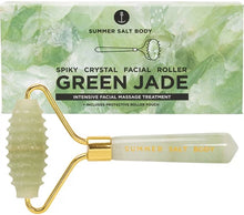Load image into Gallery viewer, Summer Salt Body Spikey Crystal Facial Roller Green Jade Lymph Movement